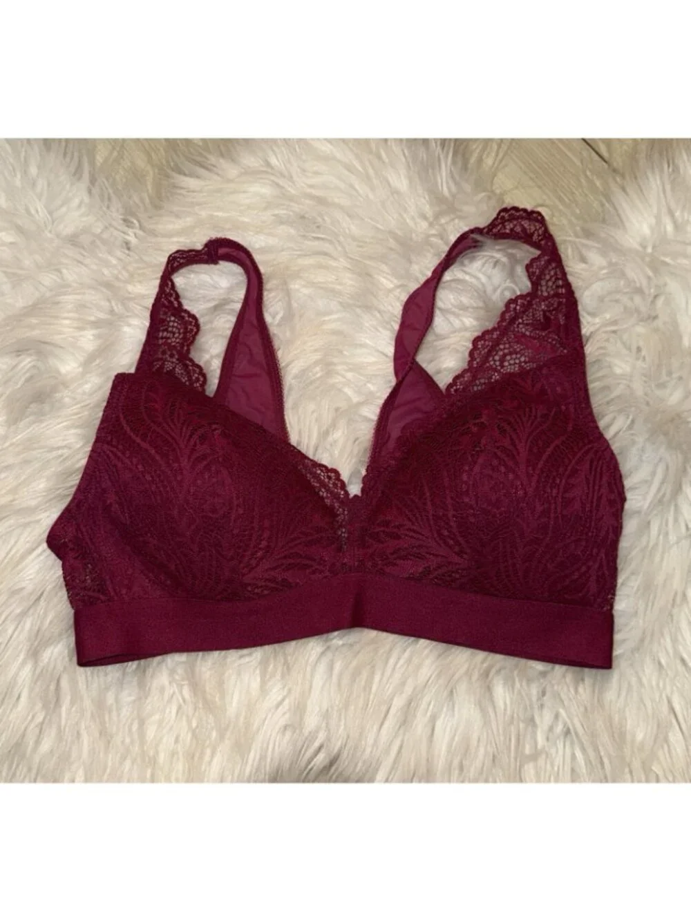 Bali DF6595 Comfort Revolution Scallop Lace Wire Free Bralette Bra S Small Berry